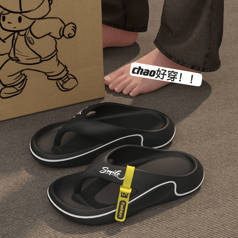 Men's Summer Slippers for Outdoors, Casual Wear & Beach Comfort — Black